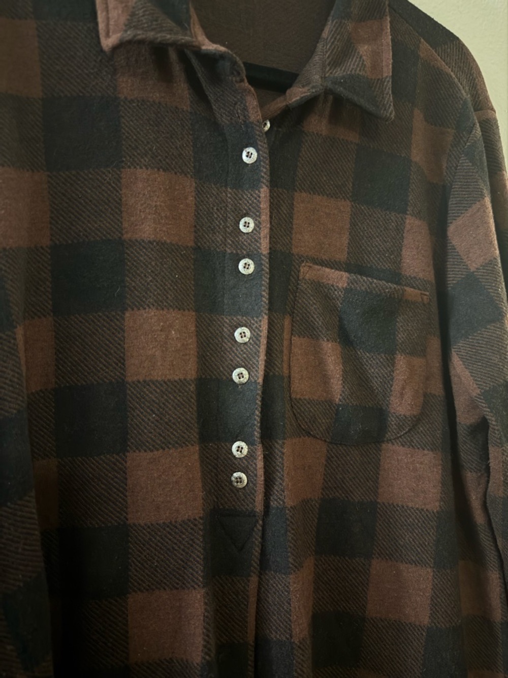 Soft Surroundings Brown Buffalo Plaid Cozy Knit Tunic Top Petite XL - Picture 3 of 11